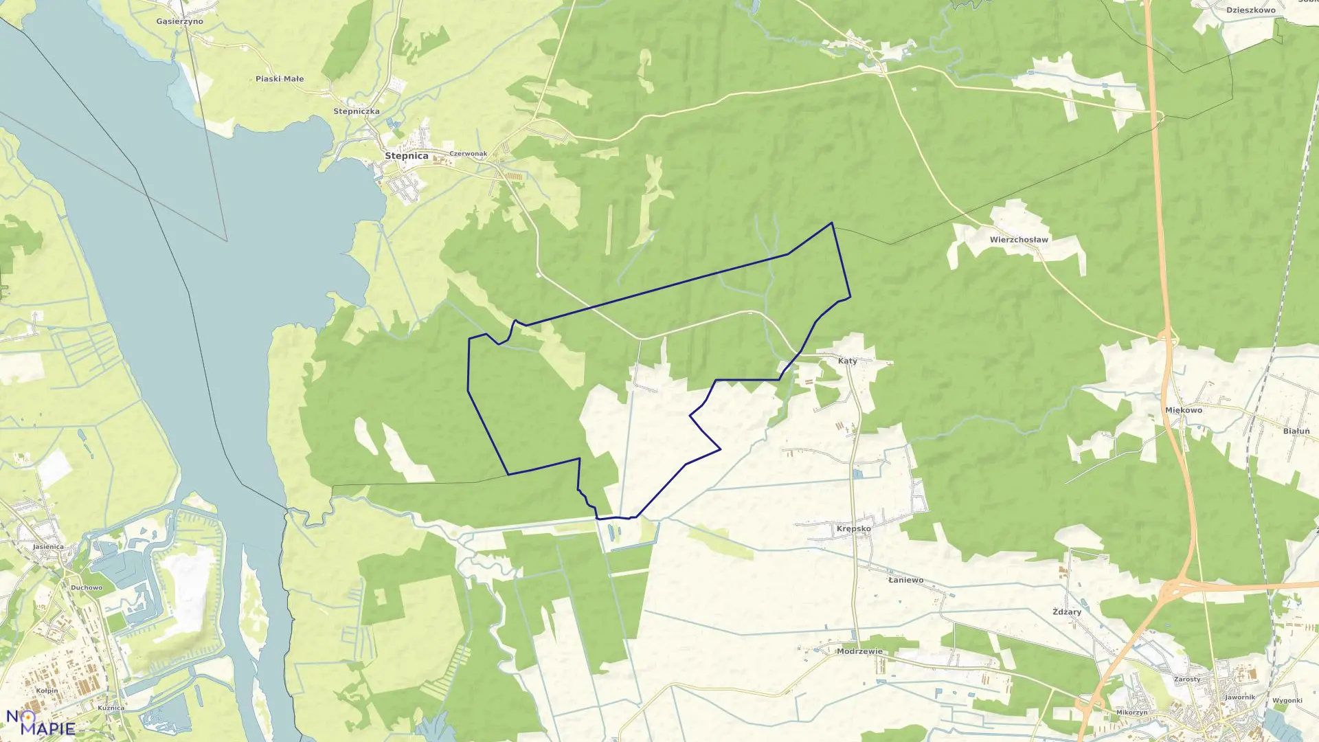 Mapa obrębu Budzień w gminie Stepnica