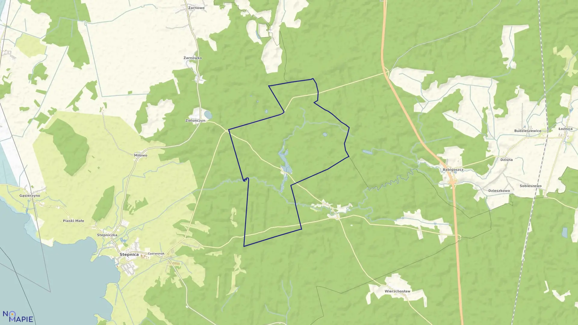 Mapa obrębu Krokorzyce w gminie Stepnica