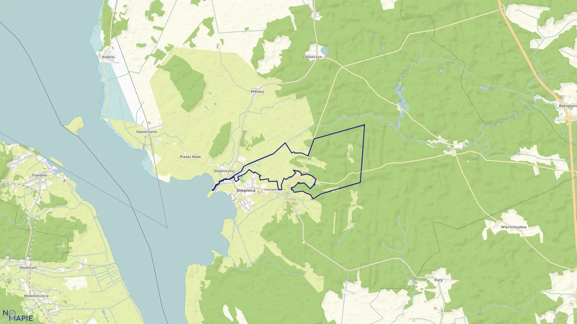 Mapa obrębu Nad Gowienicą w gminie Stepnica