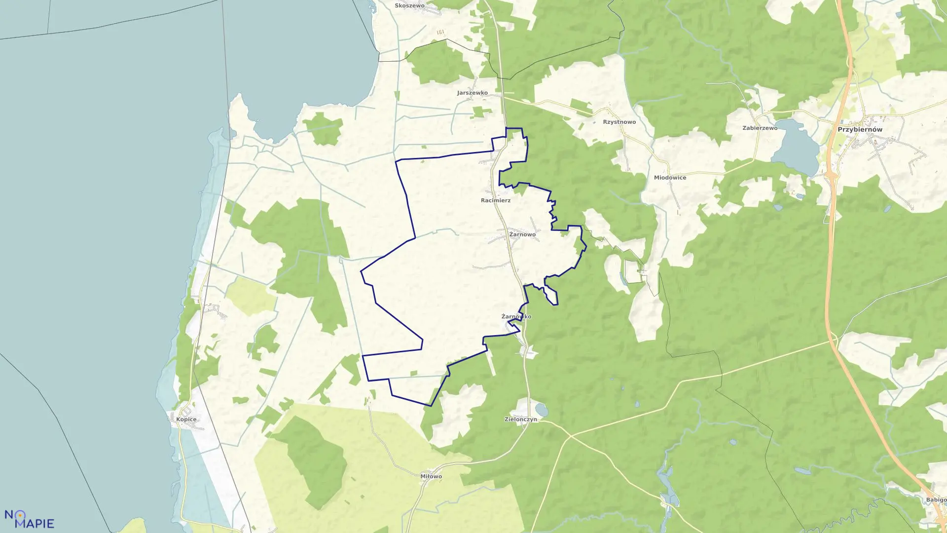 Mapa obrębu Racimierz w gminie Stepnica